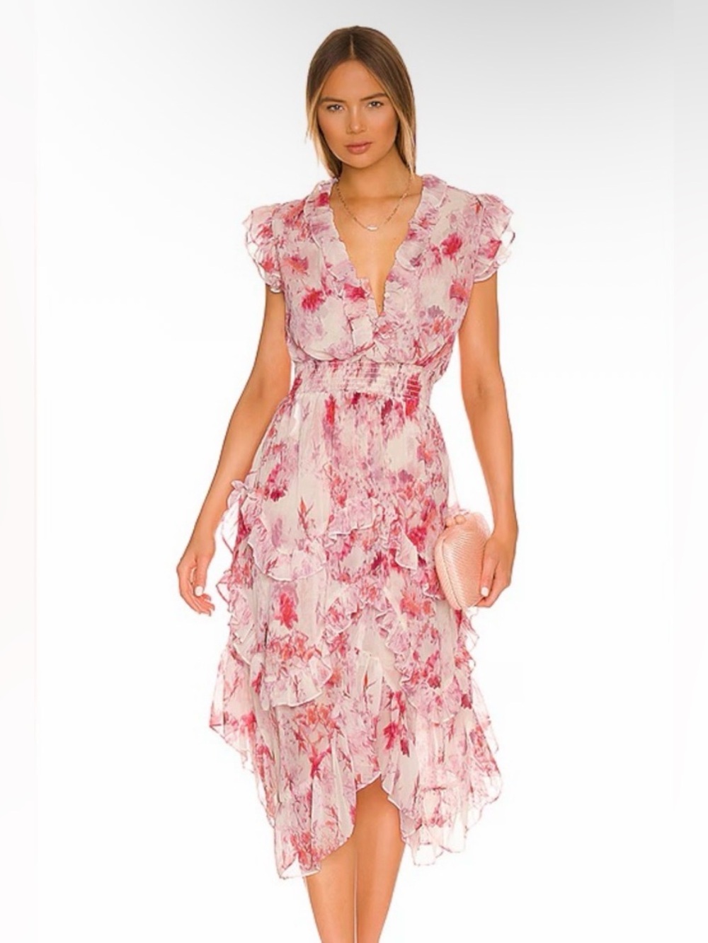 Misa Los Angeles Dakota Dress Abstract Rose Print Size Small